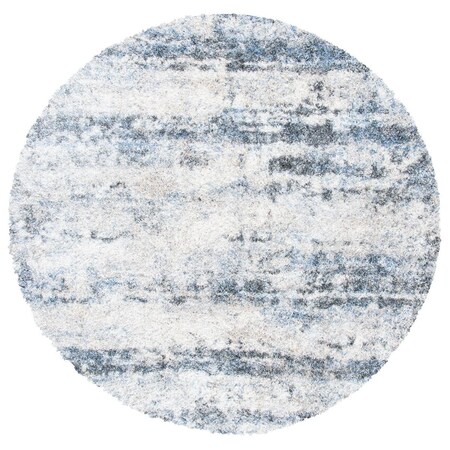 Safavieh 8 x 8 ft. Berber Shag Shag & Flokati Round Power Loomed Rug; Ivory & Grey BER273A-8R
